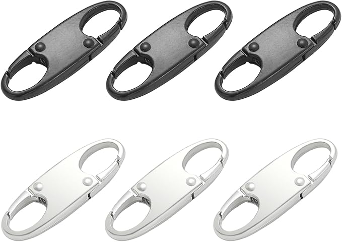 Small Carabiner Clip, Zipper Clip, Small Carabiner, Mini Carabiner, Zipper Pull Replacement, Premium Zipper Lock, Upgraded ZipperPull, ZipperClips Anti Theft (3PCS Black+3PCS White)