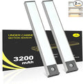 Under Cabinet Lighting, 3200mAh Motion Sensor Light Indoor, 3 Color Temp, Rechargeable Battery Operated LED Closet Lights, Wireless Under Counter Lights for Kitchen Stair (8 Inch, 2 Pack)
