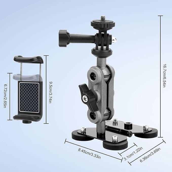 EEEKit Magnetic Fence Mount Compatible with Mevo Start, GoPro, iPhone and Action Cameras, Dual 1/4" Threaded Holder for Baseball, Softball, Tennis, and Sports Recording