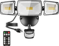USTELLAR 55W Plug in Flood Light Outdoor, 5500lm Motion Sensor Outdoor Lights with Remote Control, Dusk to Dawn Security Light, IP65 Waterproof, 5000K Daylight Wall Mounted for Garage, Yard, 1 Pack