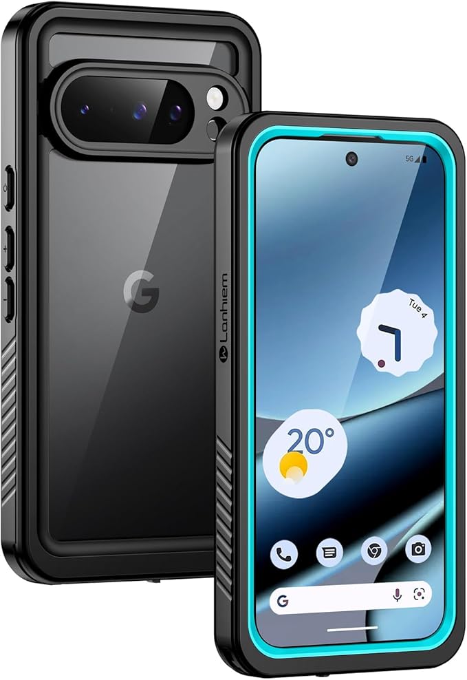 Lanhiem Pixel 10 Pro Case, IP68 Waterproof Dustproof Case with Built-in Screen Protector, Rugged Full Body Shockproof Protective Clear Cover for Google Pixel 10 Pro 6.3 Inch, Blue