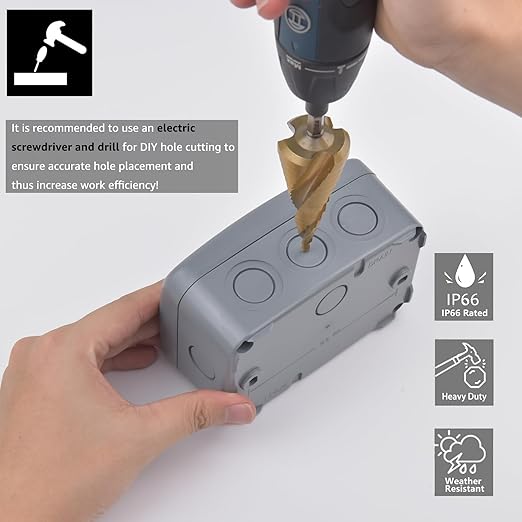 Outdoor Junction Box,Nineleaf IP66 Weatherproof Electrical Project Boxes PVC/ABS Plastic Enclosure Box Universal Watertight 4.9 x 3.3 x 2.3 inch (125x86x62mm), with 4PK 20mm Cable Gland Grey(1 Set)