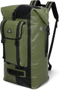 Haimont Waterproof Dry Backpack IPX7 Roll-top Dry Large Marine Dry Bag for Men Kayaking Rafting, 100L, Army Green/Black