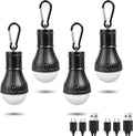 Jarxin Led Camping Lantern USB Rechargeable,Outdoor Tent Lights for Camping Hanging,Kids with Clip Hook Camping Flashlight (4 Packs Black)