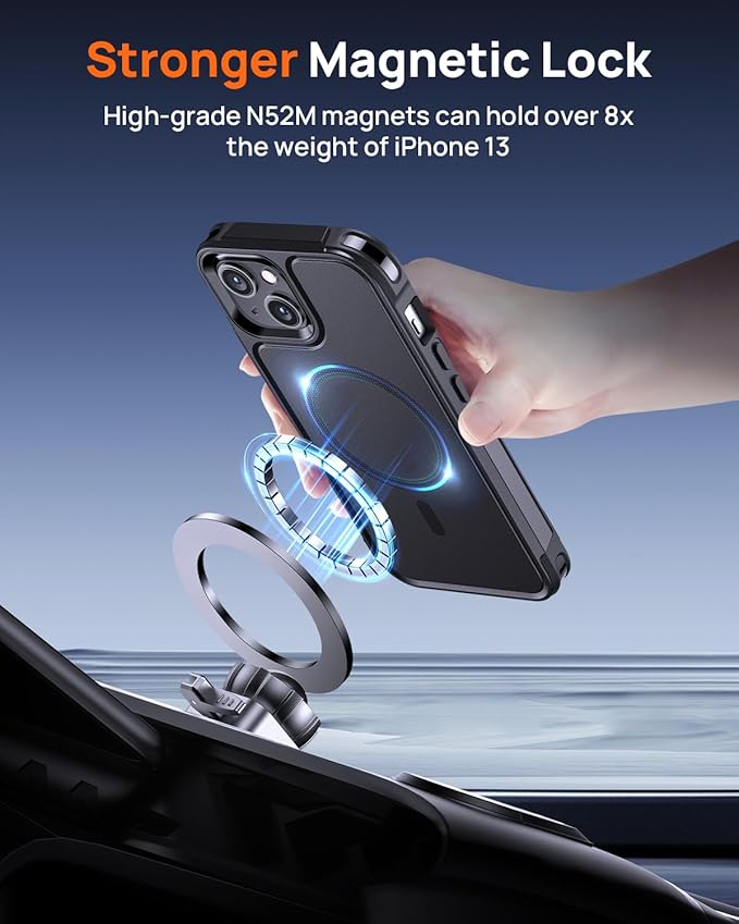 Lanhiem Magnetic for iPhone 13 Case, 2 Pack [Tempered Glass Screen Protectors+Camera Lens Protectors] 10 FT Military Drop Protection Anti-Fingerprint Slim Design Phone Cover for iPhone 13 (Black)