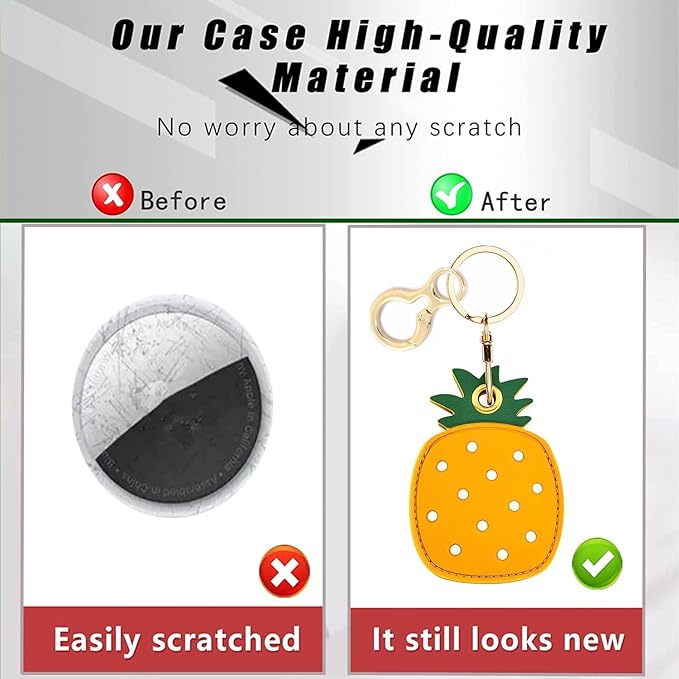 Leather Keychain Holder Case Compatible with AirTag,Cute air tag Cover with Keychain Ring,GPS Tracker Case for Keys