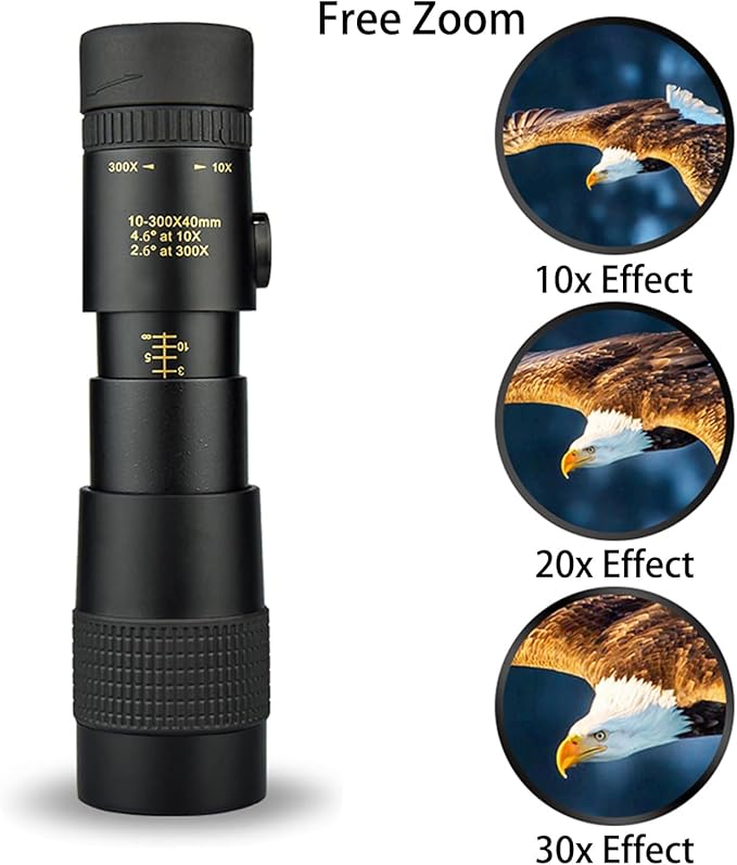 Monocular Telescope 10×300-40, KOMIRE Compatible for Mobile Phones Compact Monoculars with BAK4 High-Transparency Prism FMC Coating for Bird Watching Camping Hiking