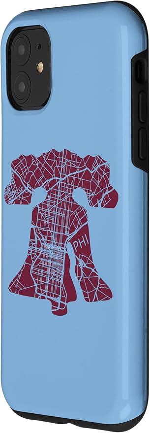 Philadelphia Street Map Liberty Bell Vintage Maroon Philly Case for iPhone 11