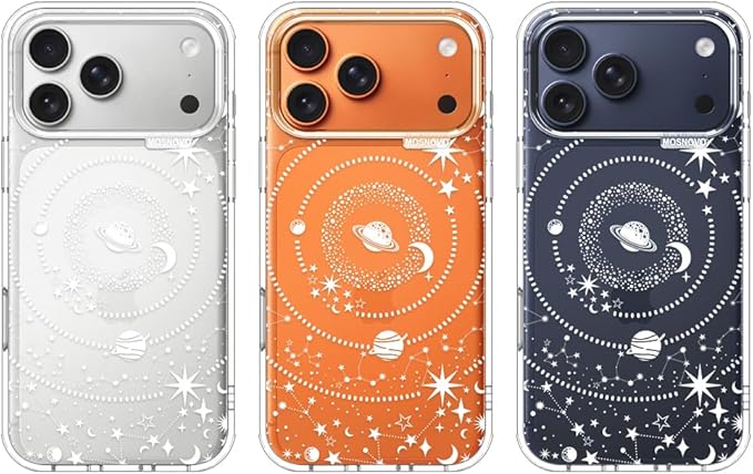 MOSNOVO for iPhone 17 Pro Max Case | Military Grade 6.6ft Drop Tested | Camera Control | Clear with Galaxy Design