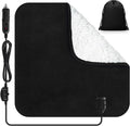 Tuanse 16 x 16 Inches Car Electric Blanket 12 Volt Heated Car Blanket with Temperature Controller and Black Storage Bag Cold Weather Tailgating and Emergency Kit(Black White Cotton,Blank)