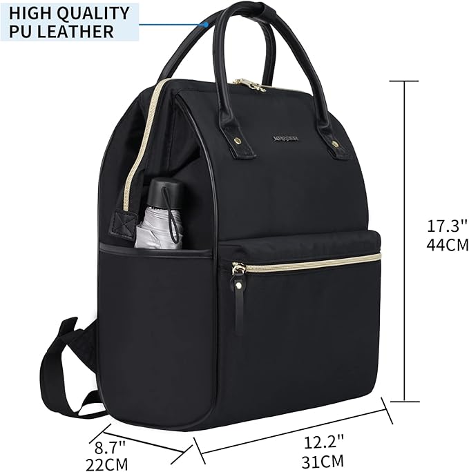 KROSER Laptop Backpack 17" Stylish Backpack Water Repellent College Casual Daypack with USB Port Travel Business Work Bag for Men/Women-Black