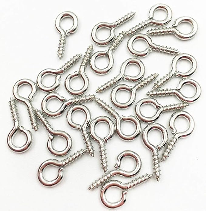 Pack of 200,Multipurpose Alloy Eye Bolts Hook Screw Eye Nails Pin Bail for DIY Jewelry Making Accessaries (Silver, 6x13mm(L))