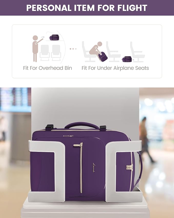 LOVEVOOK Travel Backpack for Women & Men 40L,Airline Approved Carry On Backpack Travel Essentials,TSA Carry on Luggage,Waterproof Personal Item Travel Bag,Suitcase with 3 Packing Cubes,Dark purple