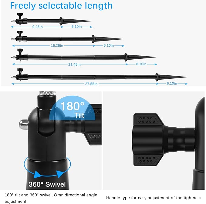 Security Camera Ground Stake Heavy Duty Stand Mount with Silicone Skin Cover for R-ing Outdoor Cam Plus Outdoor Security Camera Adjustable Bracket（Black）