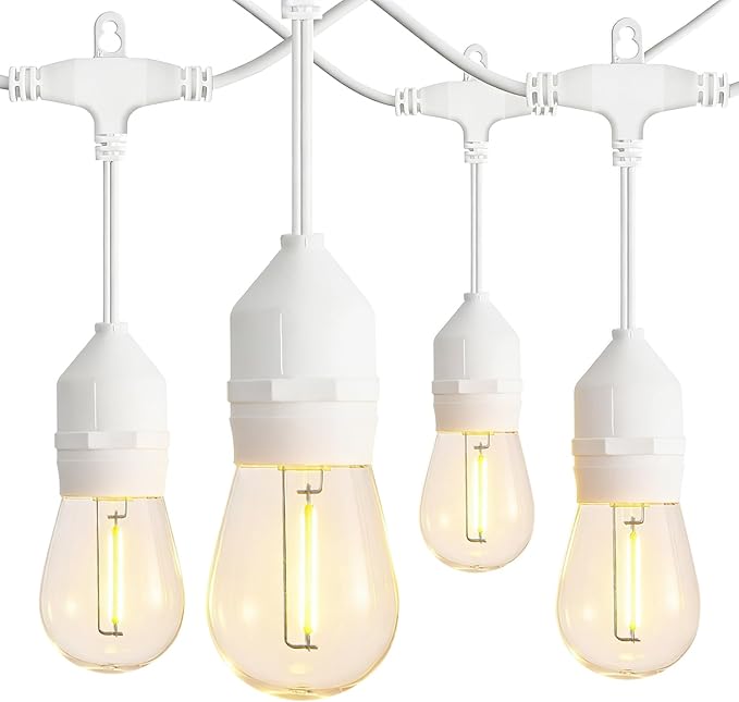 Banord Outdoor String Lights, 50FT Waterproof Patio Lights with 1W Dimmable LED Bulbs, Hanging String Lights for Outdoor Backyard, Garden, Deck, Porch, Gazebo, Balcony, Camping, Party(White)