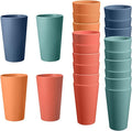 24 Pcs Unbreakable Plastic Cups Set, 20 oz Reusable Plastic Cups, Stackable Water Tumblers, Drinking Cup for Kitchen, Outdoor, BPA-free, Dishwasher Refrigerator and Microwave Safe (20 oz, 4 Colors)