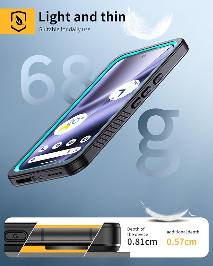 Lanhiem Pixel 10 Pro XL Case, IP68 Waterproof Dustproof Case with Built-in Screen Protector, Rugged Full Body Shockproof Protective Clear Cover for Google Pixel 10 Pro XL 6.8 Inch, Blue