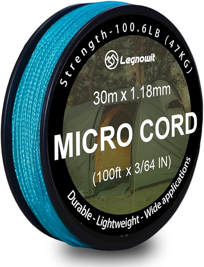 Micro Paracord, 1.18mm x 100ft Thin Mini Utility Braided Small Paracord for Crafting, DIY Project, Camping and More