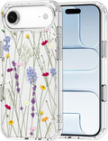 MOSNOVO for iPhone Air Case | Military Grade 6.6ft Drop Tested | Camera Control | Clear with Floral Garden Design