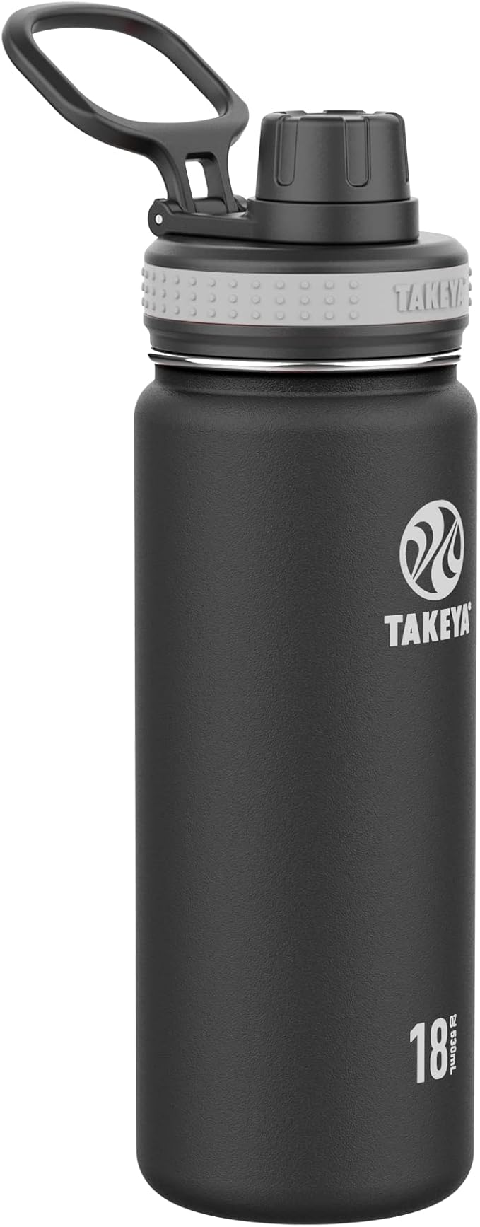 Takeya Originals Vacuum Insulated Stainless Steel Water Bottle, 18 Ounce, Black.