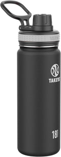 Takeya Originals Vacuum Insulated Stainless Steel Water Bottle, 18 Ounce, Black.
