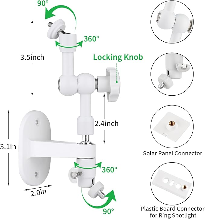 2-in-1 Wall Mount for Ring Solar Panel, Ring Stick Up Cam Battery, Spotlight Cam and Spotlight Cam Plus/Pro(Battery), Adjustable Angle to Get Maximum Sunlight for Your Solar Panel