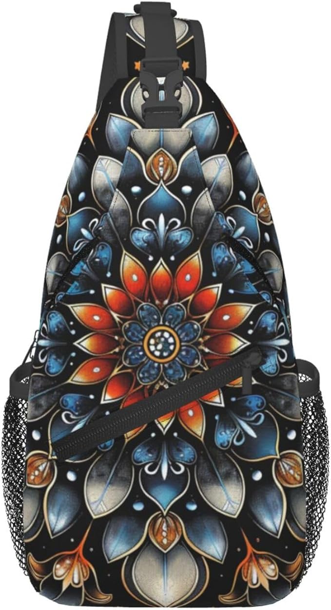 Mandala Sling Bag For Women Men Fashion Backpack Crossbody Mandala Shoulder Bag Sling Backpack Chest Bag Travel Hiking Casual Sport Daypack