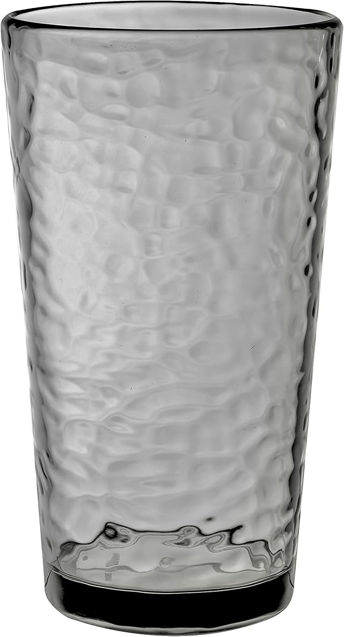 KLIFA- NICE- 20 ounce, Set of 6, Acrylic Highball Drinking Glasses, BPA-Free, Stackable Plastic Drinkware, Dishwasher Safe Cups, Gray