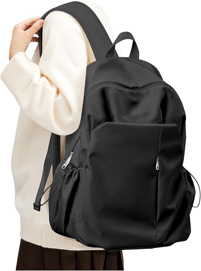 SEAFEW Black Backpack for School, High School Bookbag Back Pack for Teens Girls Boys, Lightweight College Backpack Bookbag for Women Men, Simple Casual Daypack Mochilas Escolares para Adolescentes