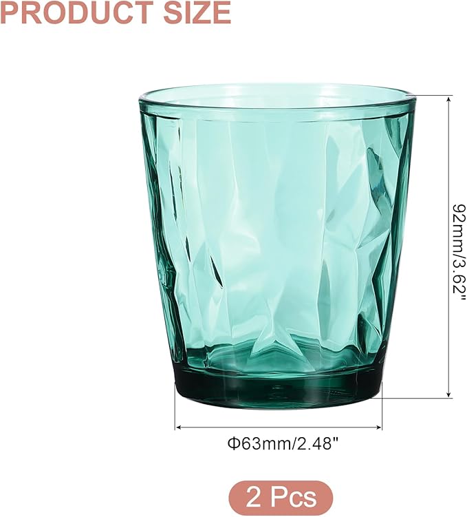 uxcell 10oz Acrylic Drinking Glasses, 2Pcs Plastic Reusable Tumblers Drinkware Unbreakable Water Glasses Cups Stackable & Dishwasher Safe for Home Outdoors Restaurant, Cyan
