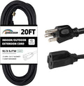 20FT Outdoor Extension Cord-16/3 SJTW Durable Black Extension Cord for Christmas Lights with 3 Prong Grounded Plug for Safety,Great for Outside Christmas Decorations