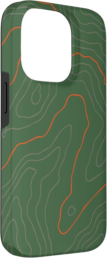 Backcountry Topo Guide Orange Lines Topographical Map Case for iPhone 14 Pro