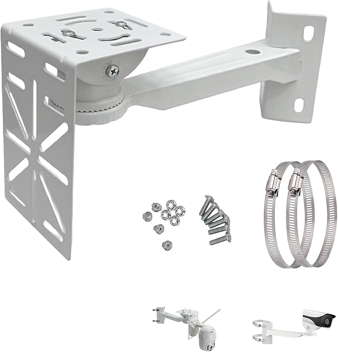 L-Shape Dome Camera Bracket, Wall Ceiling Mount for Security Dome Cameras, Wall Mount,Corner (Vertical Pole Bracket+Hoop 7.8 in )