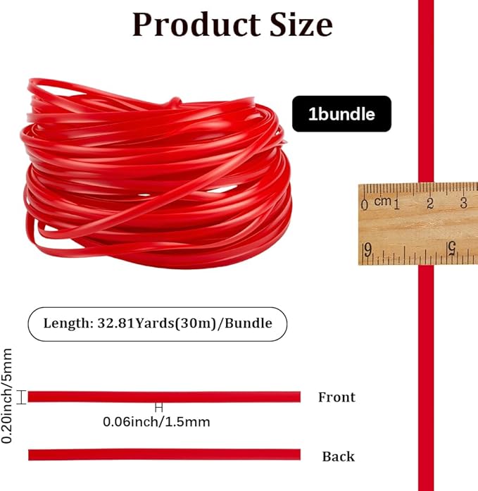 GORGECRAFT 30m*5mm Rattan Weaving Wicker Outdoor Red Synthetic Rattan Roll Wicker Repair Kit Flat Cord Webbing Basket Weave Patio Chair Sofas Repair Supplies for Lawn Furniture Garden