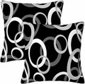 Abstract Geometric Circle 18 X 18 Pillow Covers Black White Decor Artwork Set of 2 Pillow Cases Square Velvet Outdoor Pillowcases Decorative for Home Bed Sofa Couch Hotel