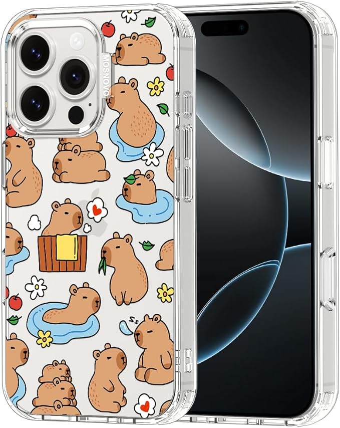 MOSNOVO for iPhone 16 Pro Case, Shockproof Military-Grade Protection 6.6ft Drop Tested, Clear Phone Case for iPhone 16 Pro, Capybara Land Design