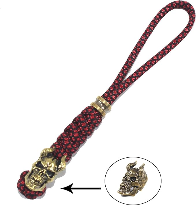 Knife Lanyards with Brass Beads,Paracord Lanyard,Tactical Lanyard for Skull Shape Knife,EDC Products