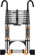 Telescoping Ladder,with Stable Hook and stabilizer barand,Extension Ladder, Heavy Duty 330lbs Max Capacity, Multi-Purpose Collapsible Ladder for RV or Outdoor Work (19.5FT/5.9M)