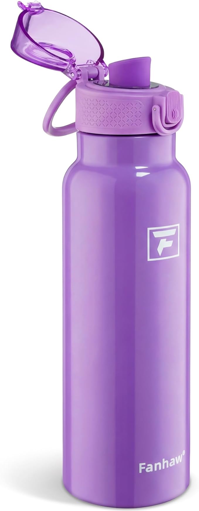 Fanhaw Daylite Series 24 oz Stainless Steel Insulated Water Bottle with Silicone Spout Lid, Double-Wall Vacuum Leakproof Metal Bottle, Anniversary Birthday Gift for Kids, Women & Men (Lilac)