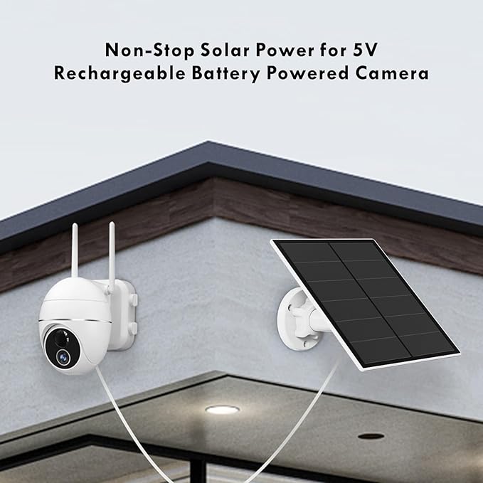 Solar Panel for Security Camera, 5W USB Solar Panel Compatible with Rechargeable Battery Camera, Solar Charger for Camera with IP65 Waterproof, Adjustable Bracket, 9.8ft Cable(3 Pack)