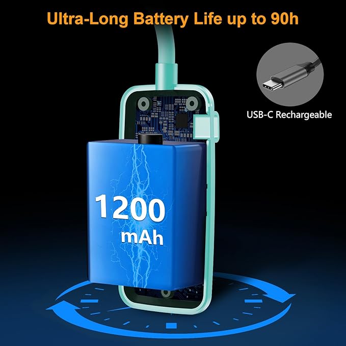 Gritin 19 LED Rechargeable Book Light for Reading in Bed with Memory Function- Eye Caring 3 Color Temperatures,Stepless Dimming Brightness,90 Hrs Runtime Clip on Light for Book Lovers-Blue