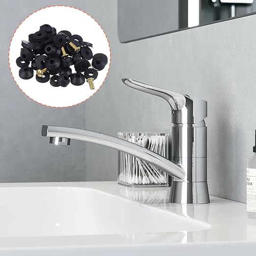 58PCS Rubber Faucet Washers Assorted Kit Outdoor Faucet Repair Kits with Brass Screws Flat and Beveled Hose Filter Washer Worn Out Replacements for Use Assortment Quick-Opening Style Faucets Stem