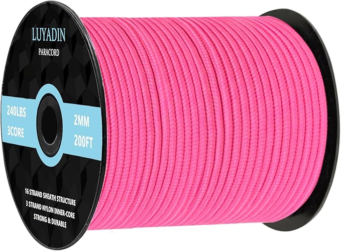 Paracord 240lb - Diameter 2mm Micro Utility Cord -3 Strand Parachute Spool Cord - 100ft 200ft,Paracord for Camping,Hiking,Fishing,Outdoor and DIY