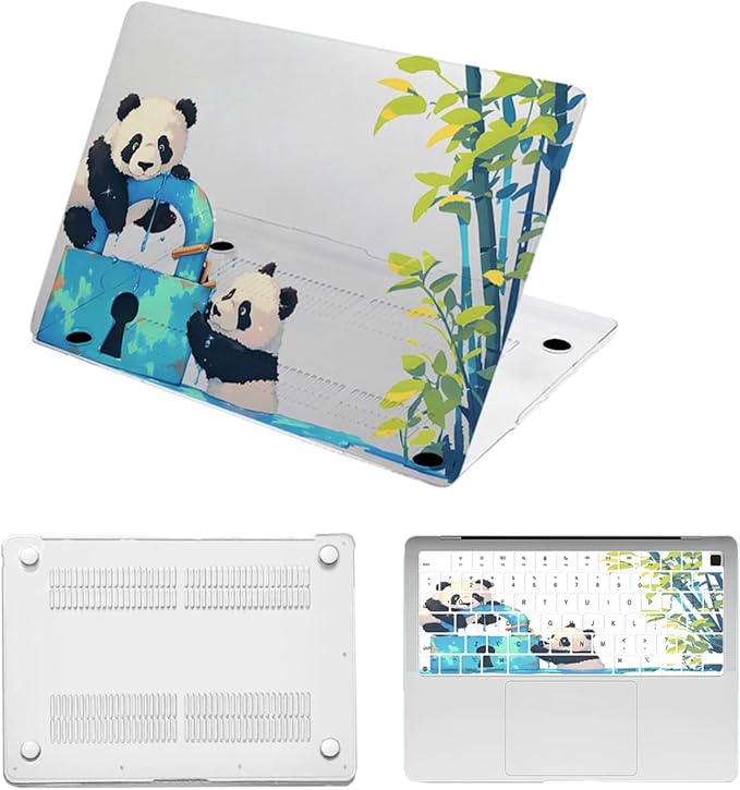 Hard Case for New MacBook Air 13 inch M2 M3 M4 2022 2024 2025 Release (Model A3240 A3113 A2681),13.6" Protective Case Cover & Keyboard Cover for Laptop Air 13.6",Cute Panda