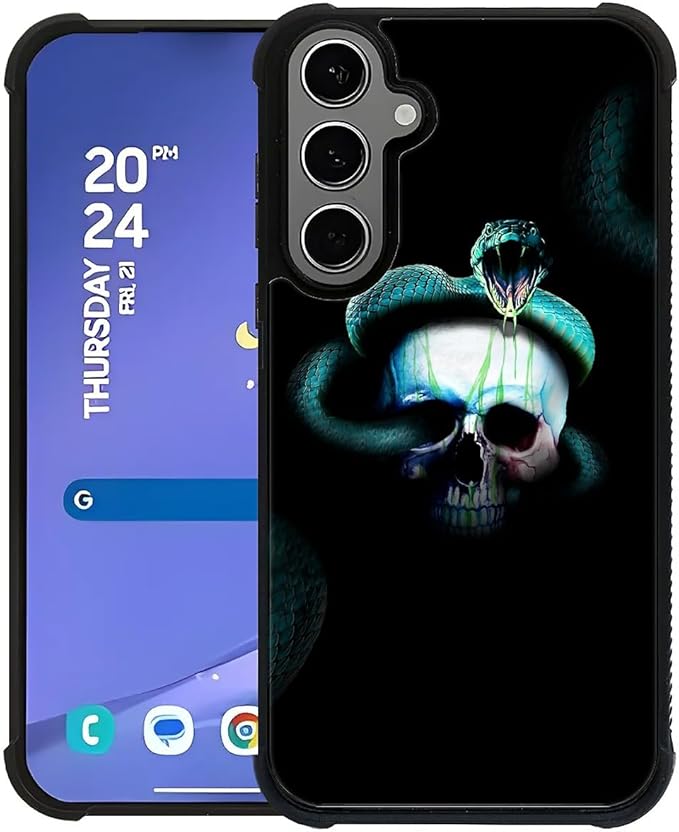 for Samsung Galaxy S24 S25 Plus Case, Skeleton Winding Snake Pattern Graphic Design Girl Boy Soft Silicone Hard Acrylic Shock Protection for Samsung Galaxy S24 S25 Plus