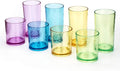 KX-WARE 14-ounce and 20-ounce Acrylic Glasses Plastic Tumbler, set of 8 Multicolor - Hammered Style, Dishwasher Safe, BPA Free