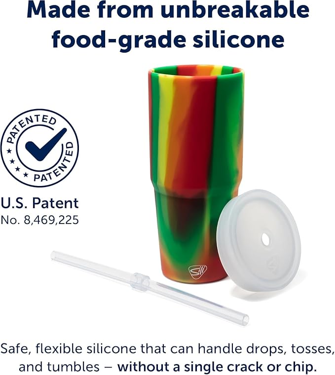 Silipint 32oz Silicone Straw Tumbler – BPA-Free, Non-Toxic, Unbreakable, Microwave, Dishwasher Safe – Perfect for Tea, Cold Water, Smoothies, Hibiscus - Pack of 2