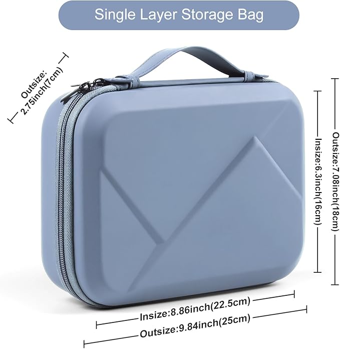 EVA Electronic Accessories Storage Case Large Shockproof Waterproof Storage Bag for Electronics Organizer Portable Cable Storage Bag for Travel or Work(Blue, Single Layer)