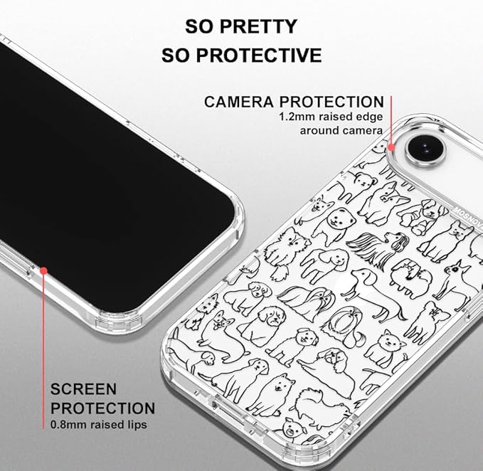 MOSNOVO for iPhone Air Case | Military Grade 6.6ft Drop Tested | Camera Control | Clear with Doodle Dog Design