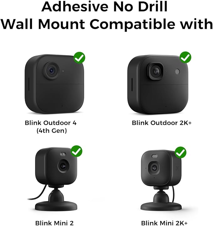 Blink Camera No Drill No Screws Wall Mount Bracket Compatible with Blink Outdoor 4 and Outdoor 2K+/ Blink Mini 2K+ and Mini 2 Camera Adhesive Mount for Blink Series（3 Pack ）